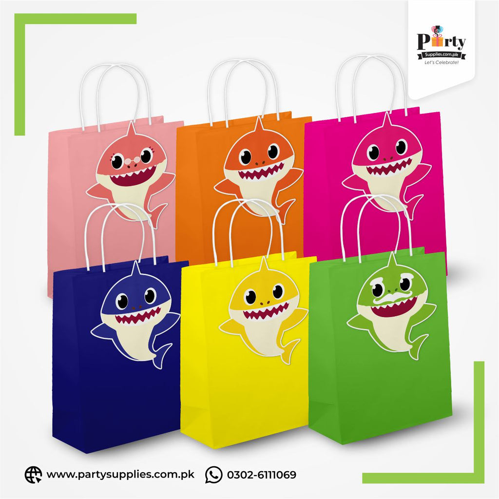 Baby Shark Theme Goody Bags | Birthday Party Favor Bags 6 pcs Pack