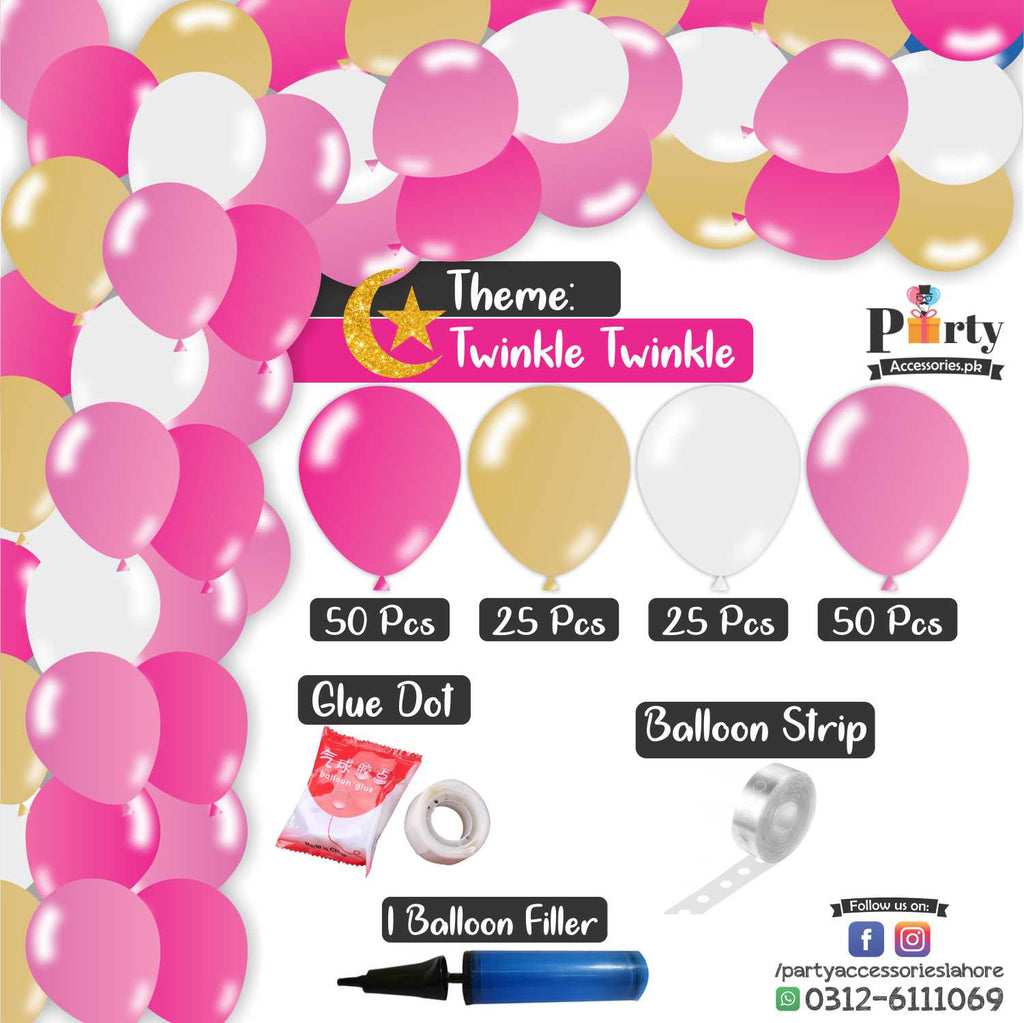 Twinkle twinkle theme colors for girls | pink and golden Balloon Arch Set Garland