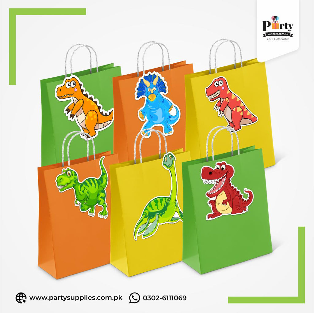 Dinosaur Theme Goody Bags | Birthday Party Favor Bags 6 pcs Pack