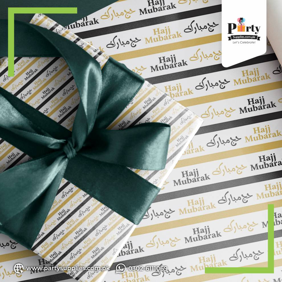 Hajj Mubarak Printed Gift Wrapping Sheets for Hajj Gift Packing