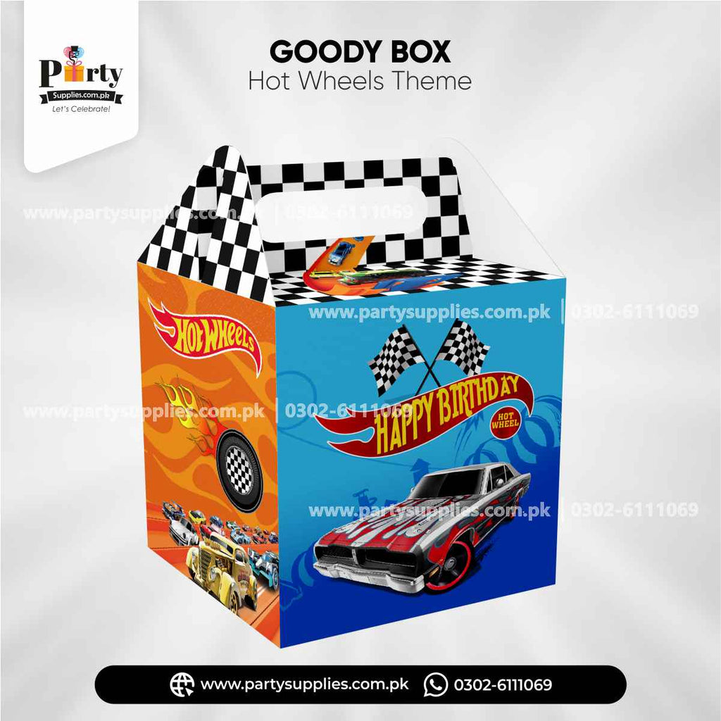 Hot Wheels Theme Handle Favor / Goody Boxes for Birthday Party Decoration