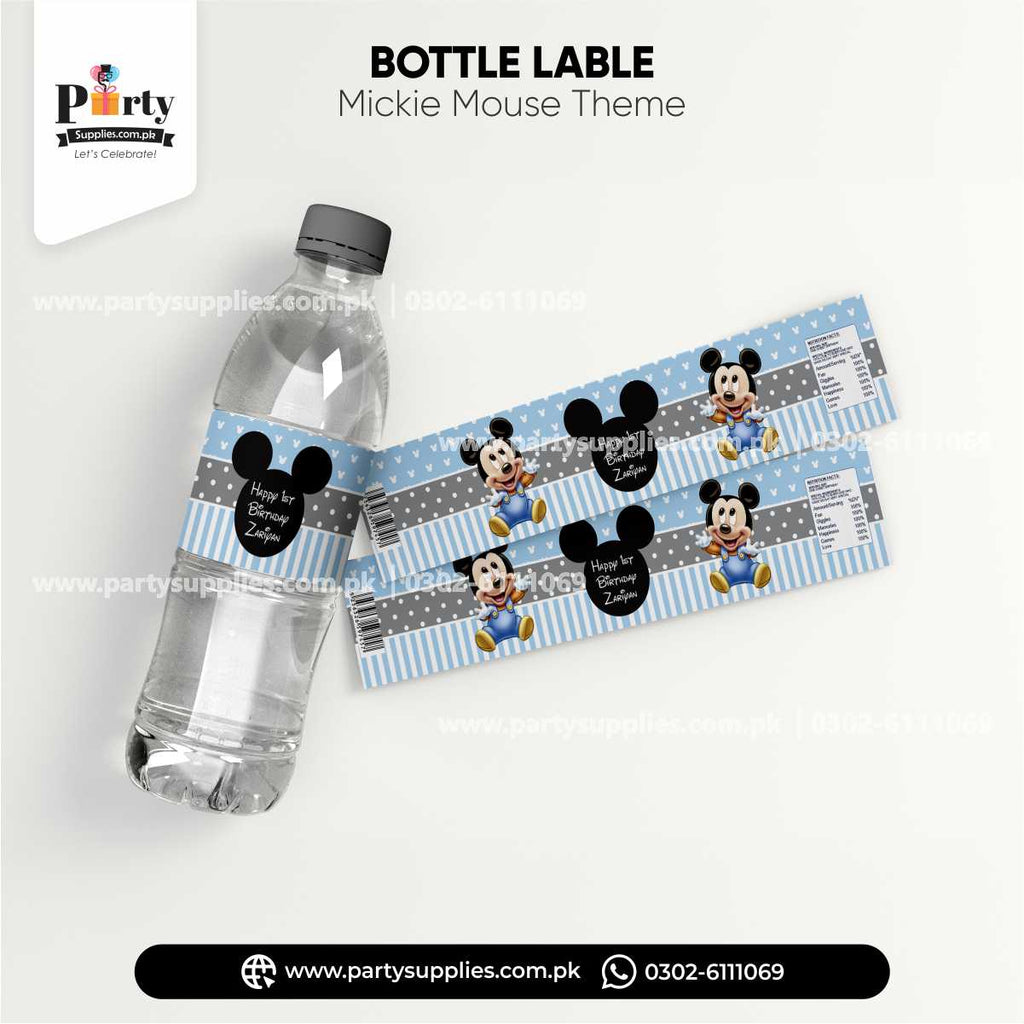 Mickey Mouse Theme Bottle Labels for Birthday Drink Decoration