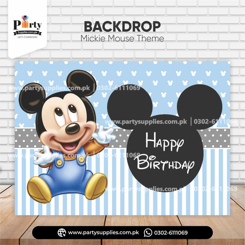 Mickey Mouse Theme Birthday Backdrop for Wall Decorations