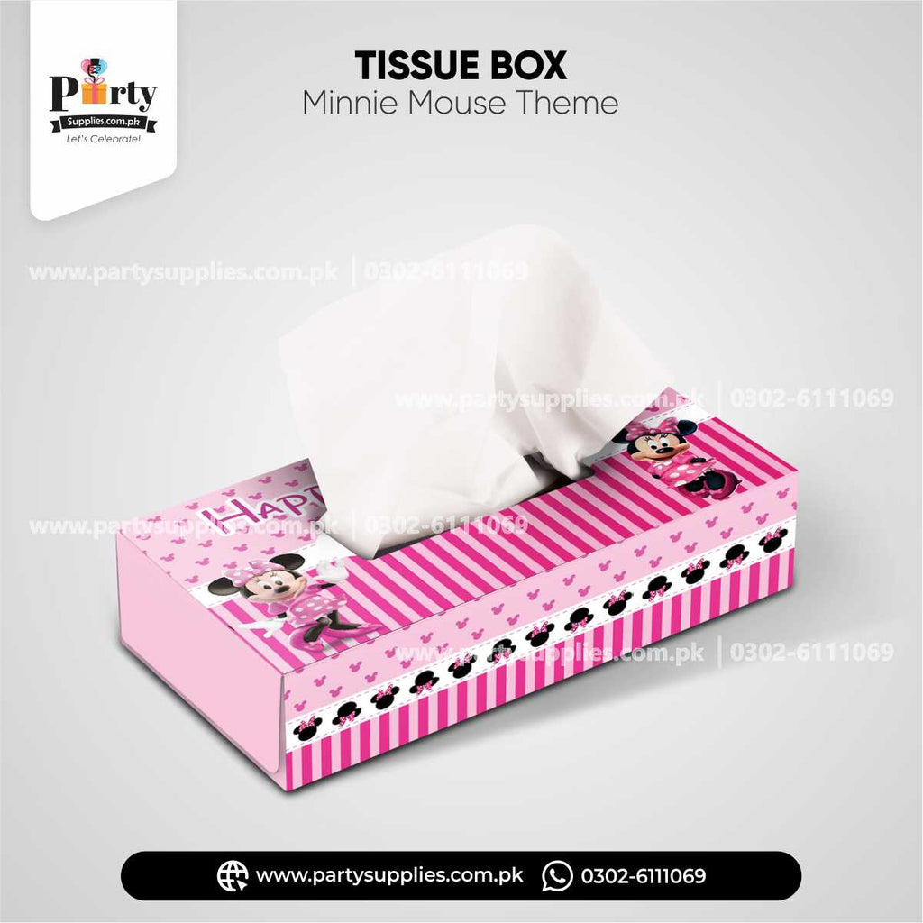 Minnie Mouse Theme Tissue Box Cover for Birthday Table Decoration