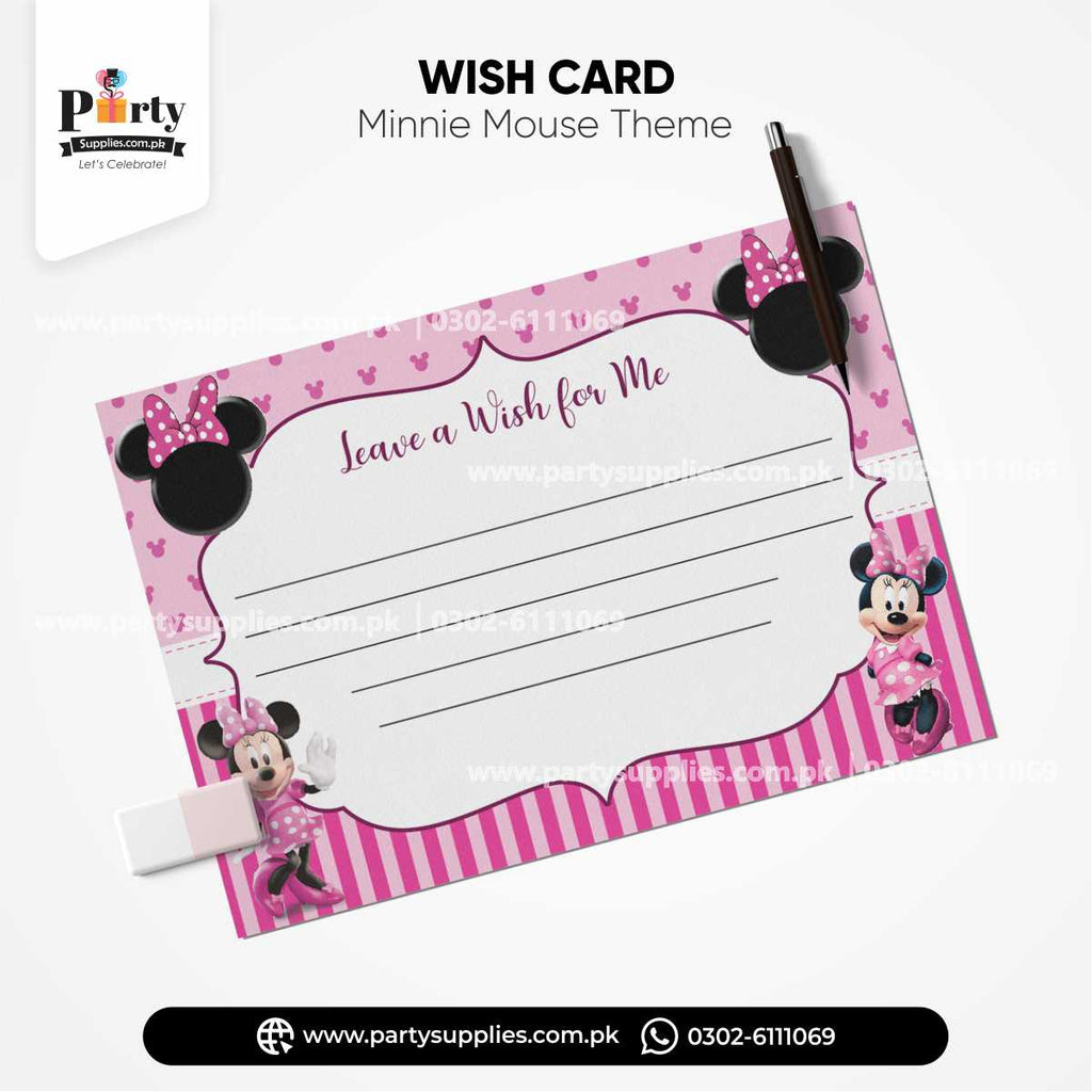 Minnie Mouse Theme Wish Cards for Birthday Party Decoration