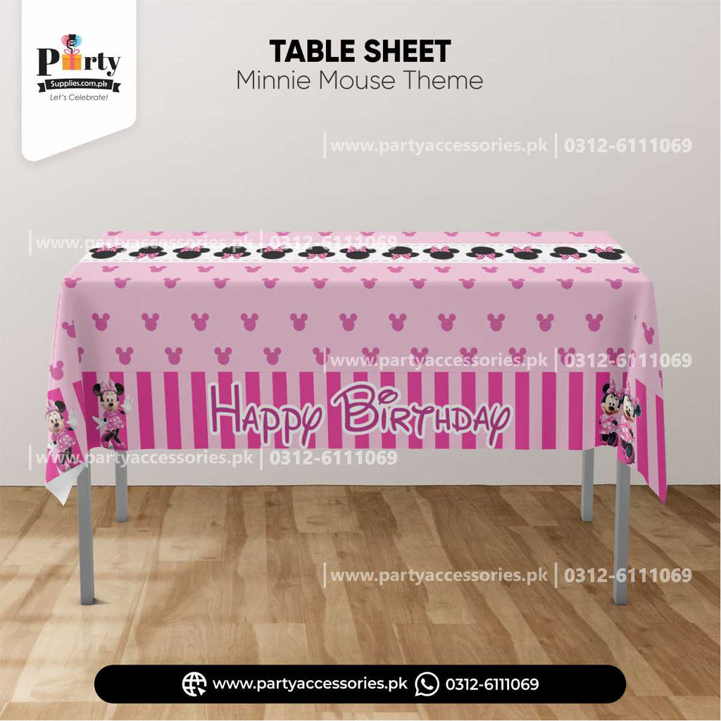 Minnie Mouse Theme Table Cover for Birthday Table Decoration