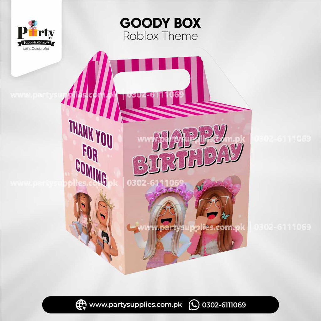 Roblox Girl Theme Handle Favor Boxes for Birthday Decoration