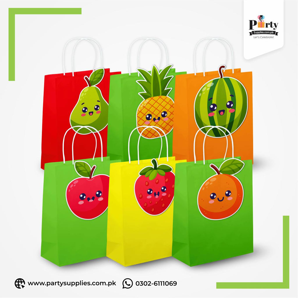 Tutti Fruiti Theme Goody Bags | Birthday Party Favor Bags 6 pcs Pack