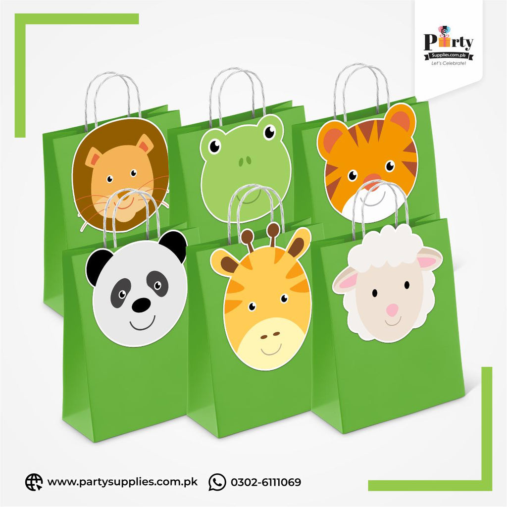 Jungle / Safari Theme Goody Bags | Birthday Party Favor Bags 6 pcs Pack