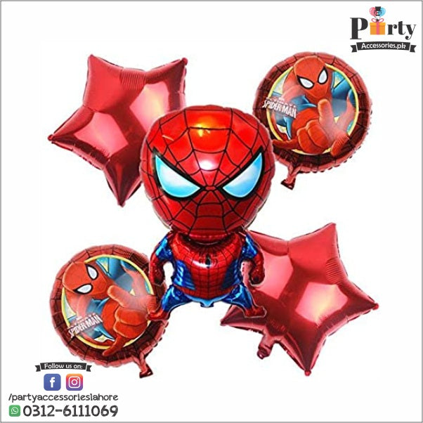 Spider Man Theme Birthday Party Balloons | Spider Man | Shaped Foil Balloons Set