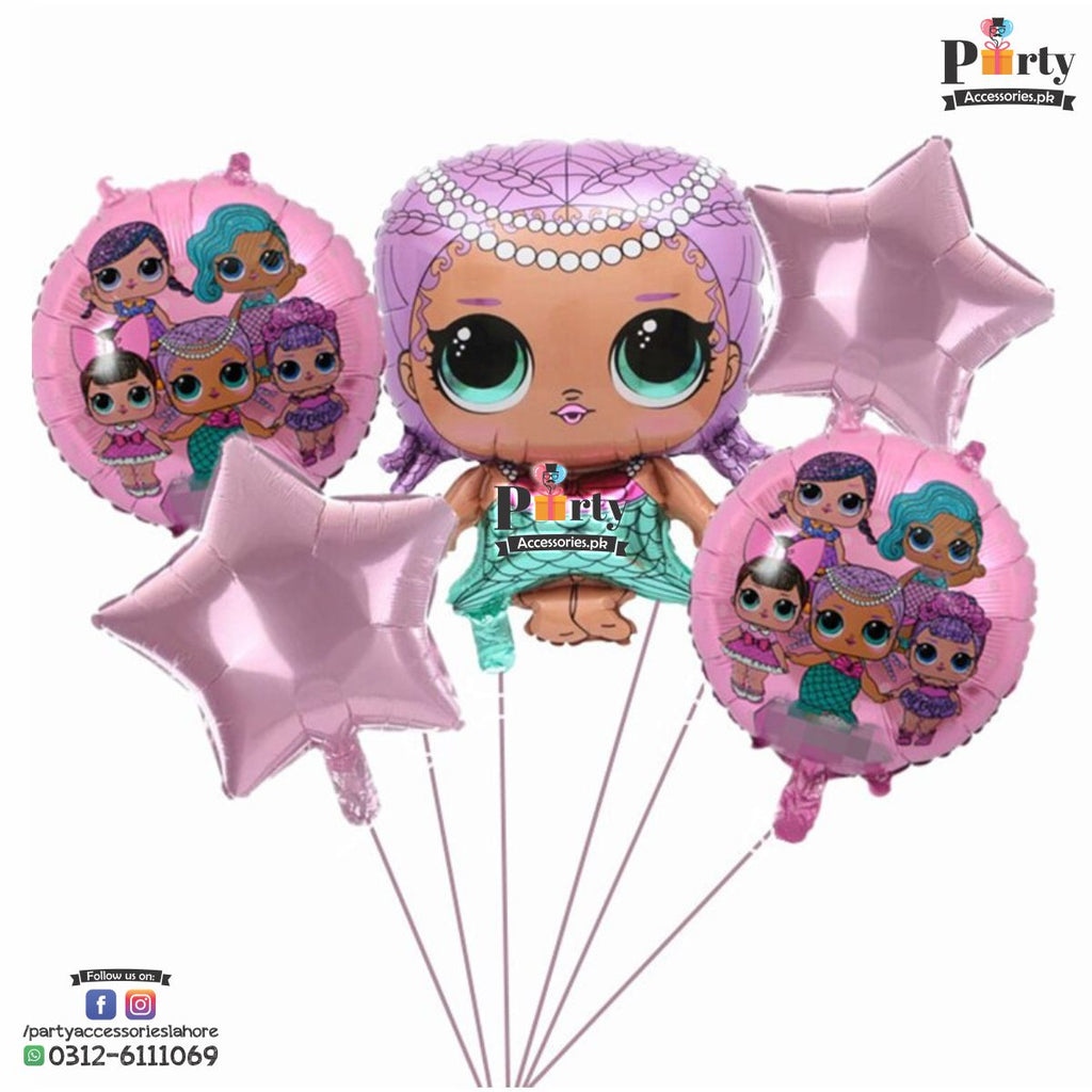 LOL theme birthday exclusive foil balloons set of 5 pcs
