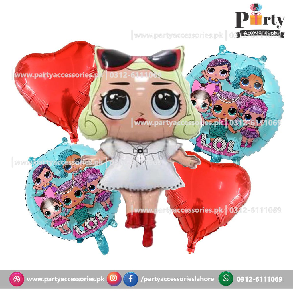 LOL theme birthday exclusive foil balloons set of 5 pcs