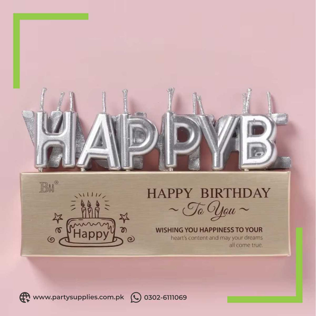 Happy birthday cake topper candle set