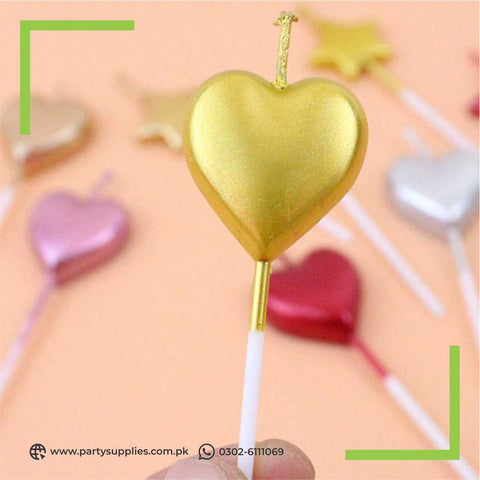 Cake topper Candles in heart shape | Pack of 4