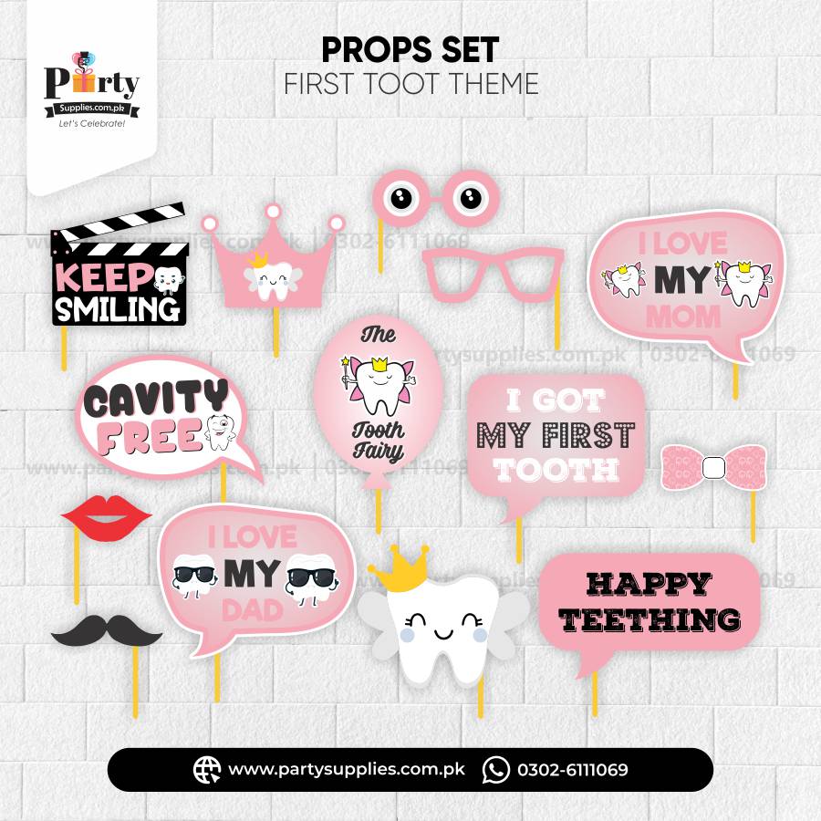First Tooth Girl Party Celebration Photo Props
