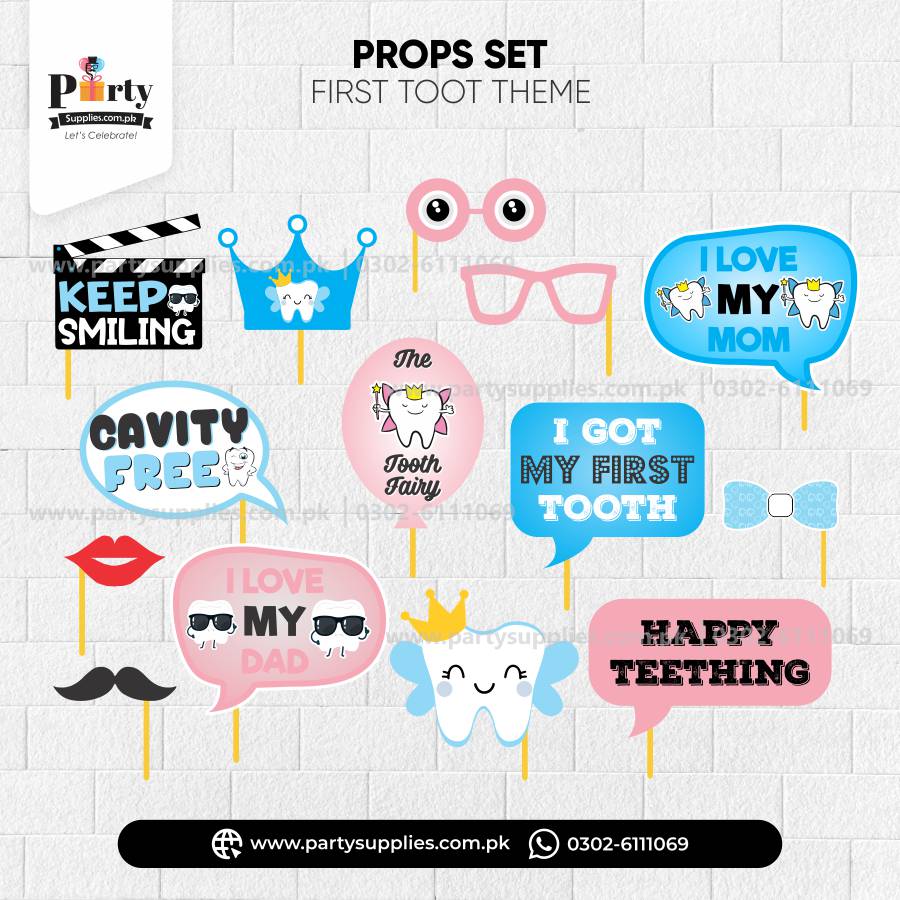First Tooth Party Celebration Photo Props (Set of 15 pcs)