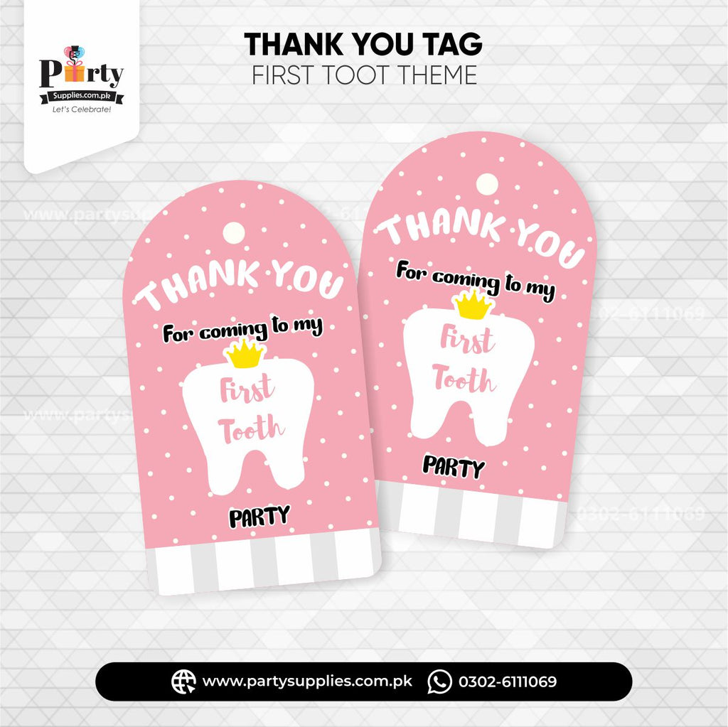 First tooth theme thank you tags (Set of 12pcs) – PartySupplies.com.pk