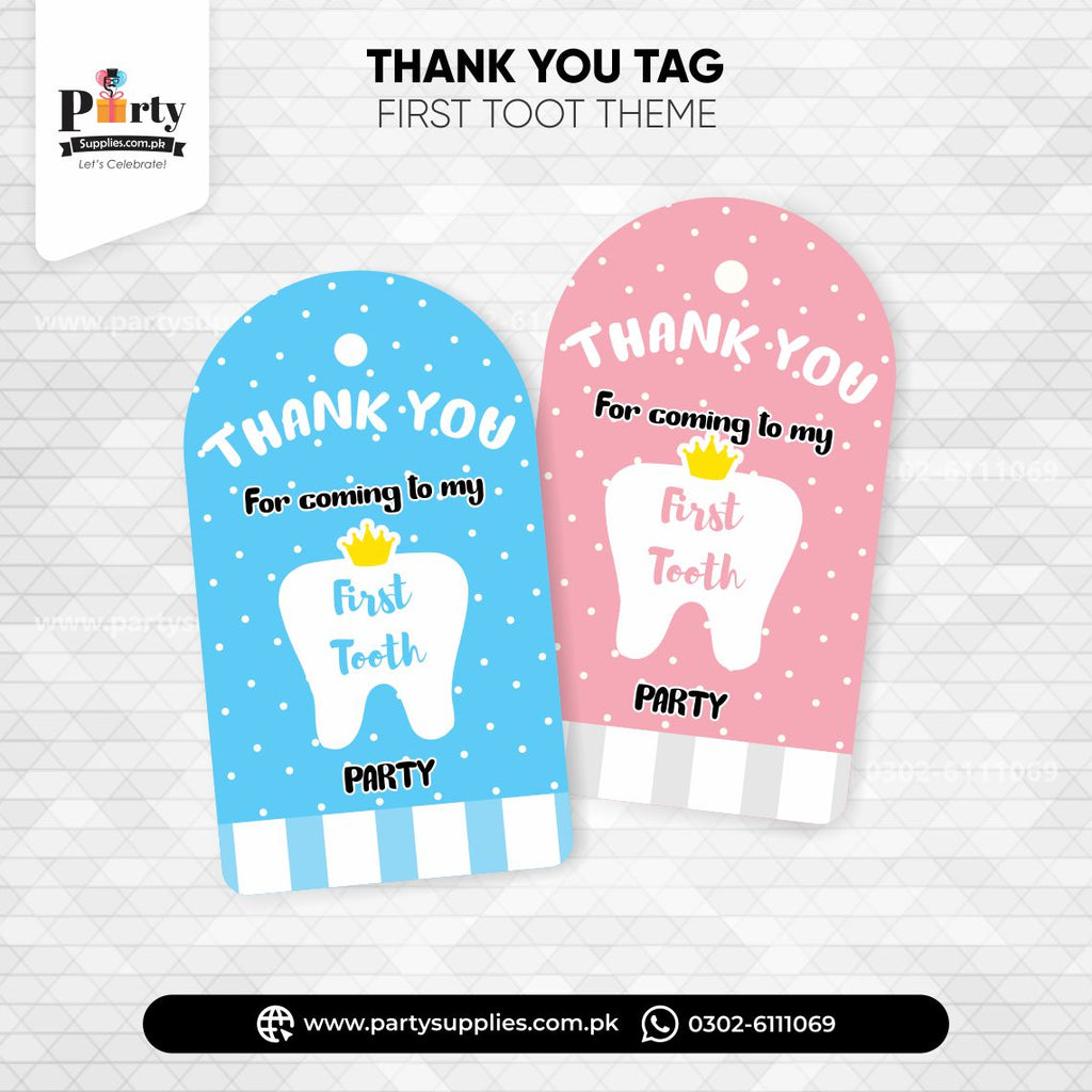 First tooth theme thank you tags