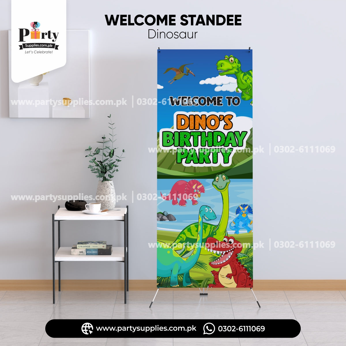 DINO'S BIRTHDAY PARTY WELCOME STANDEE