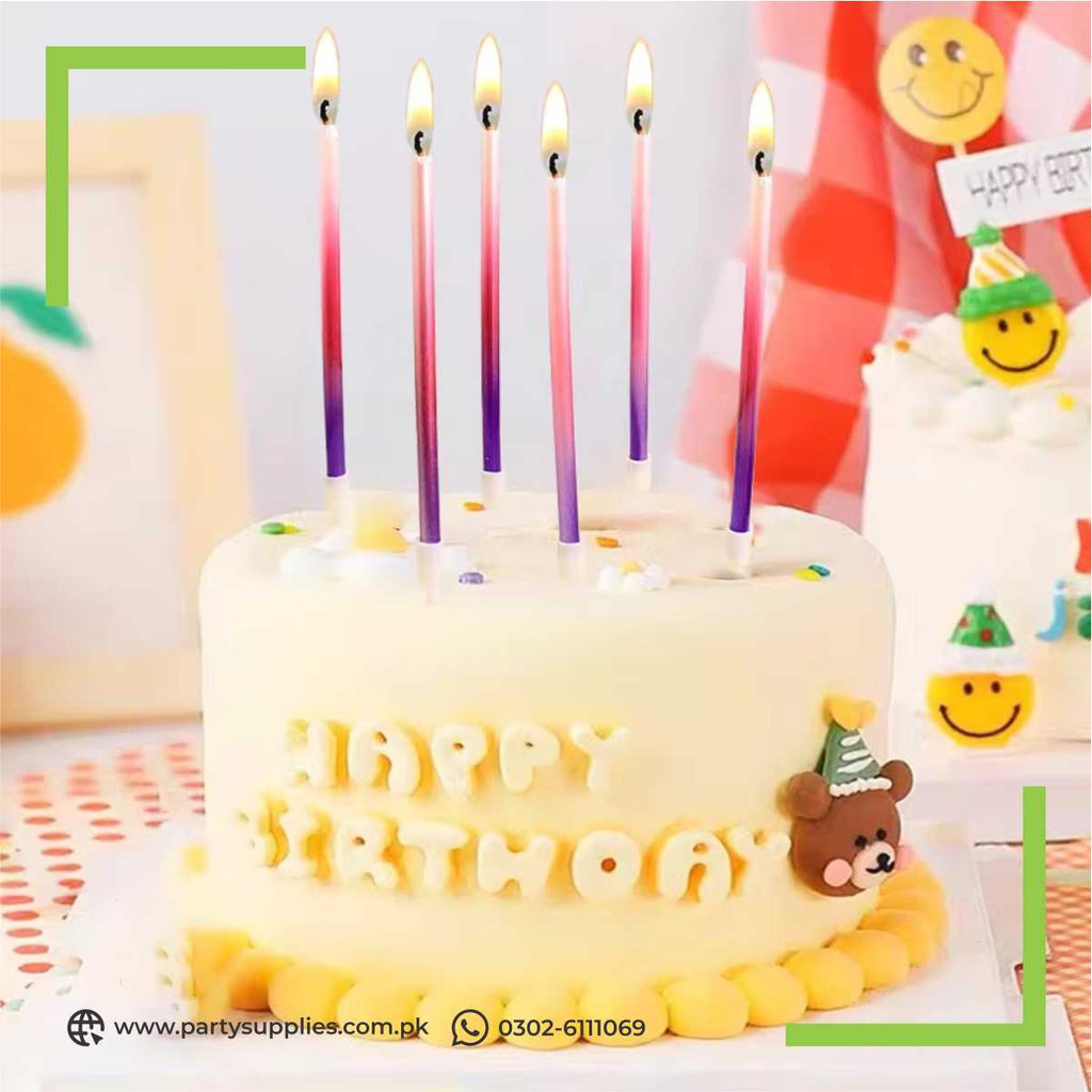 Colorful rainbow candles for birthday cakes 6pcs pack