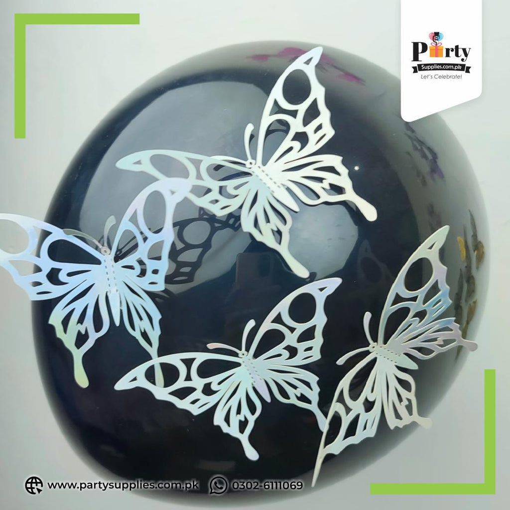 Silver 3D Butterfly Cutouts for Parties and Balloons Decoration