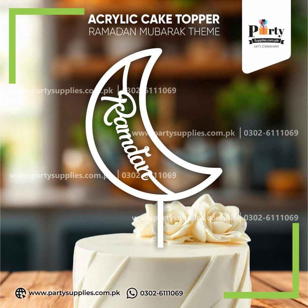 Ramadan Acrylic Cake Topper in Silver Color 