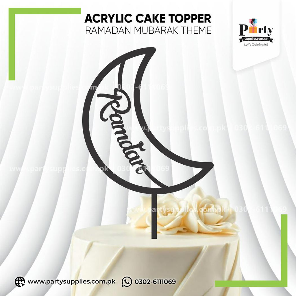 Black Color Ramadan Acrylic Cake Topper 