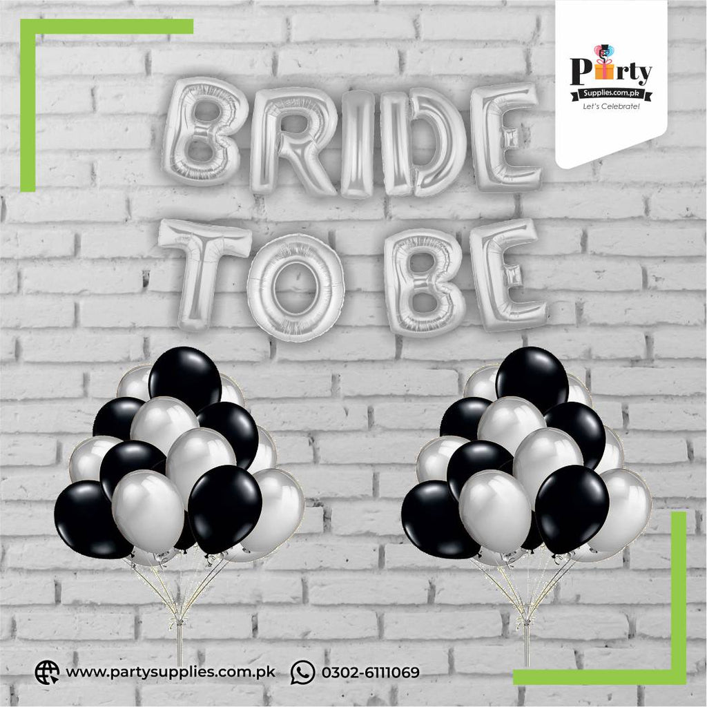 bride to be foil balloons silver