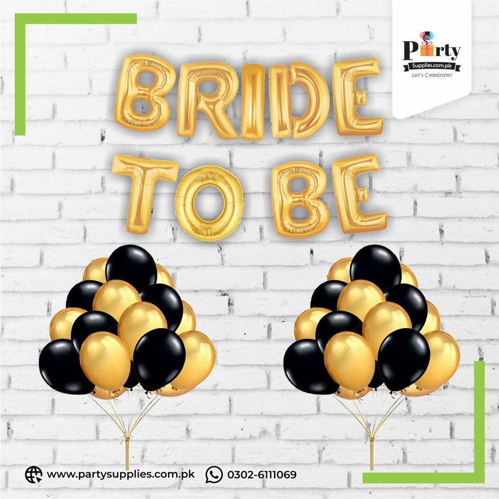 bride to be foil balloons golden