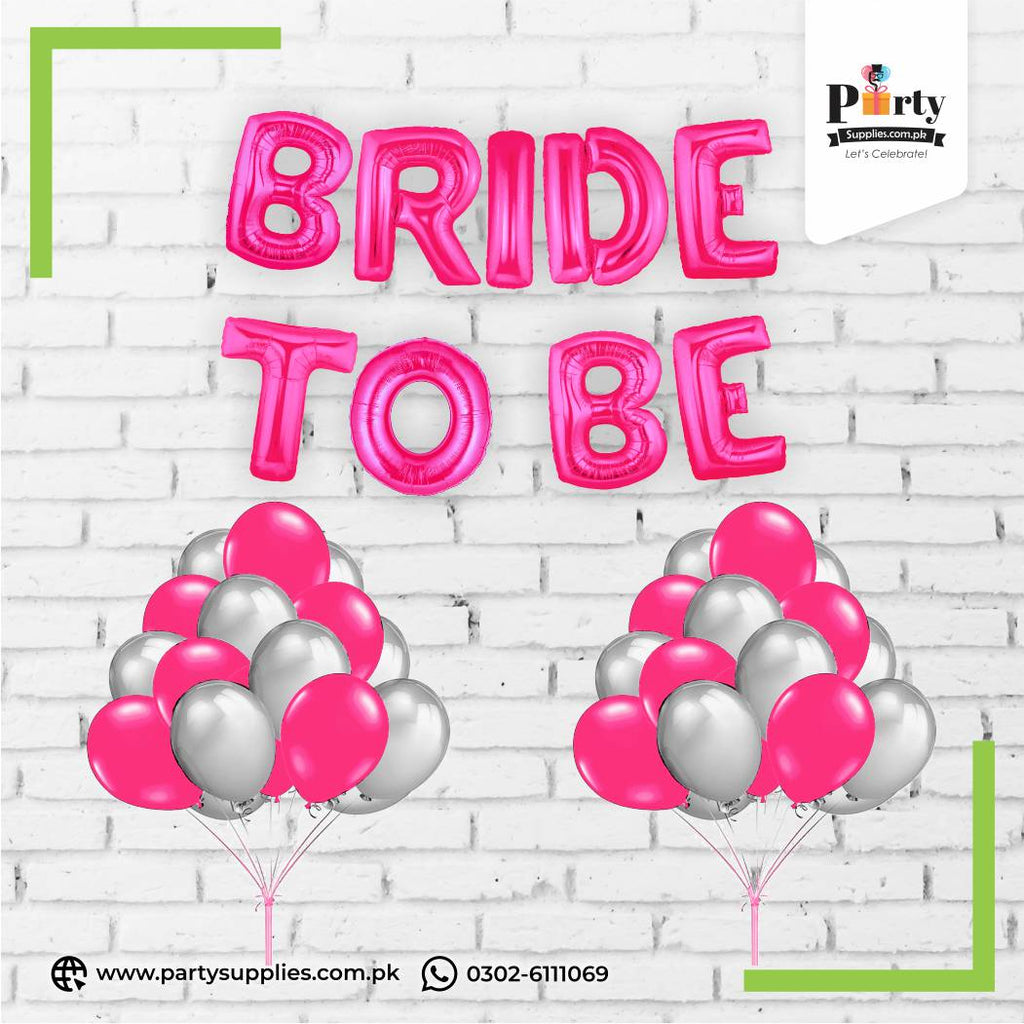 bride to be foil balloons pink