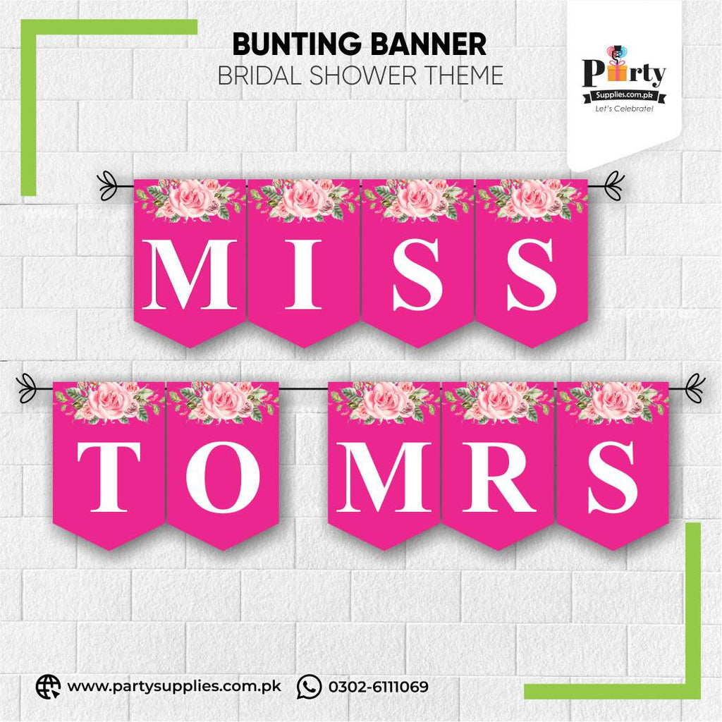 Miss to Mrs Bunting Banner – Bridal Shower Backdrop Decoration