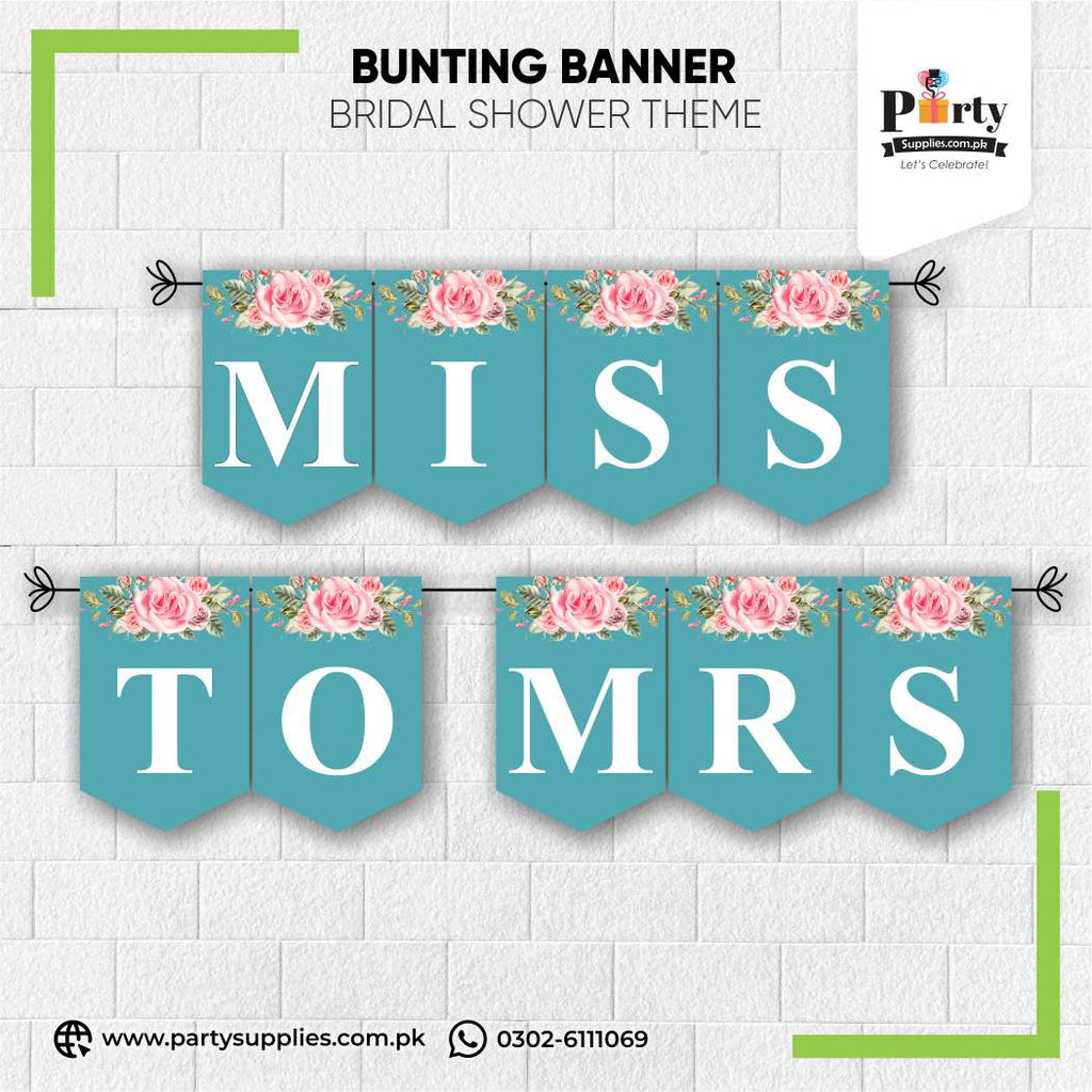 Miss to Mrs Wall Bunting Banner for Bridal Shower Decoration