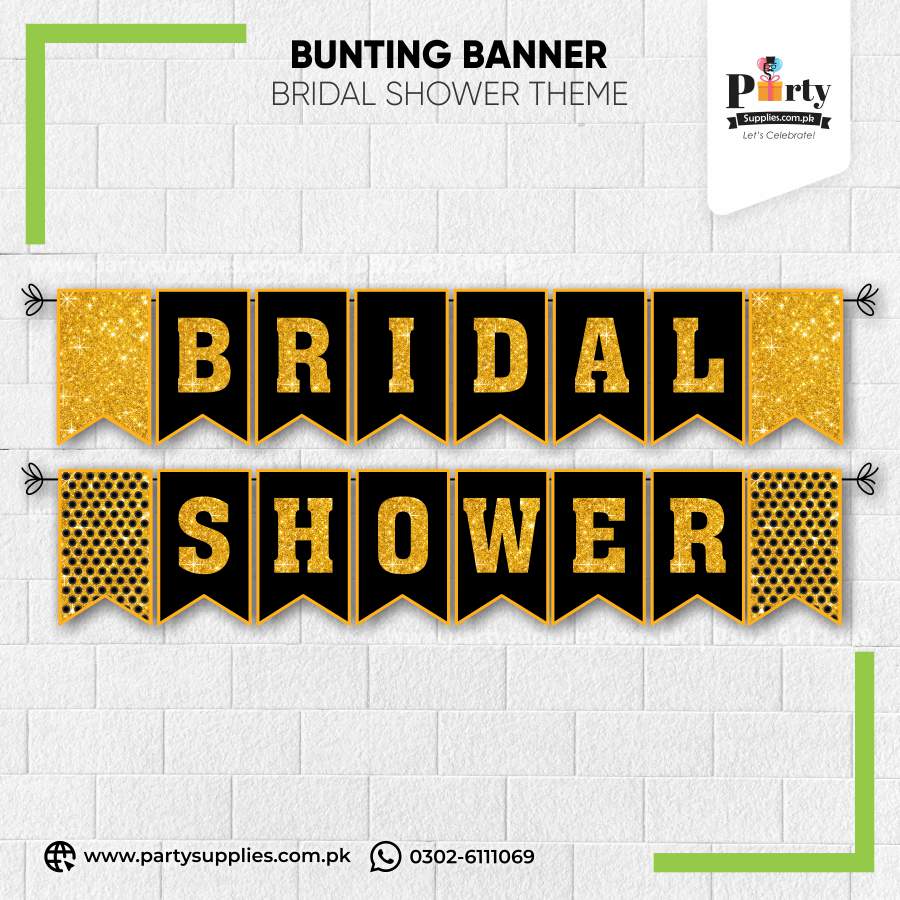 Golden and Black Color Bridal Shower Decoration Banner