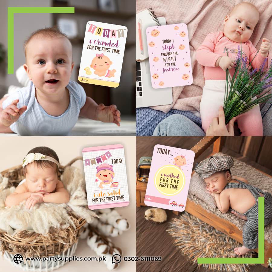 Baby milestone Photo cards | New Born Photoshoot | Baby Photo Cards Gift set of 15 Month Cards For Girls with Unique Captions