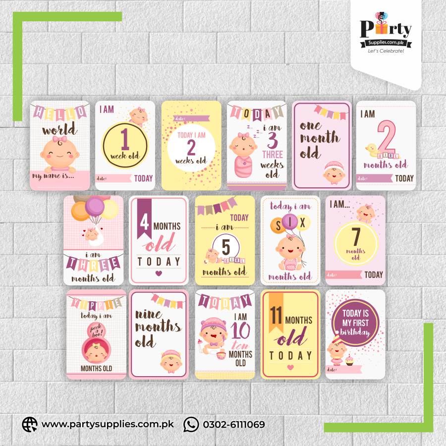 New Born Baby milestone  | Photoshoot Baby | Photo cards Gift set of 16 month cards 