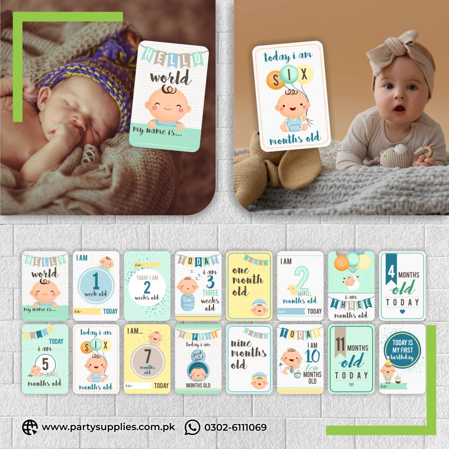 New Born Baby milestone | Photo cards | Photoshoot Baby | Photo cards Gift set of 16 month cards For Boy