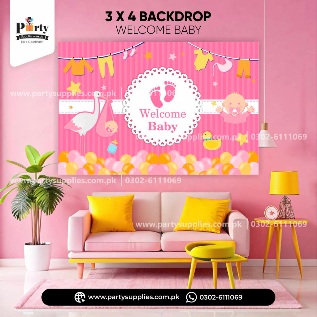 Welcome baby girl celebration wall decoration banner