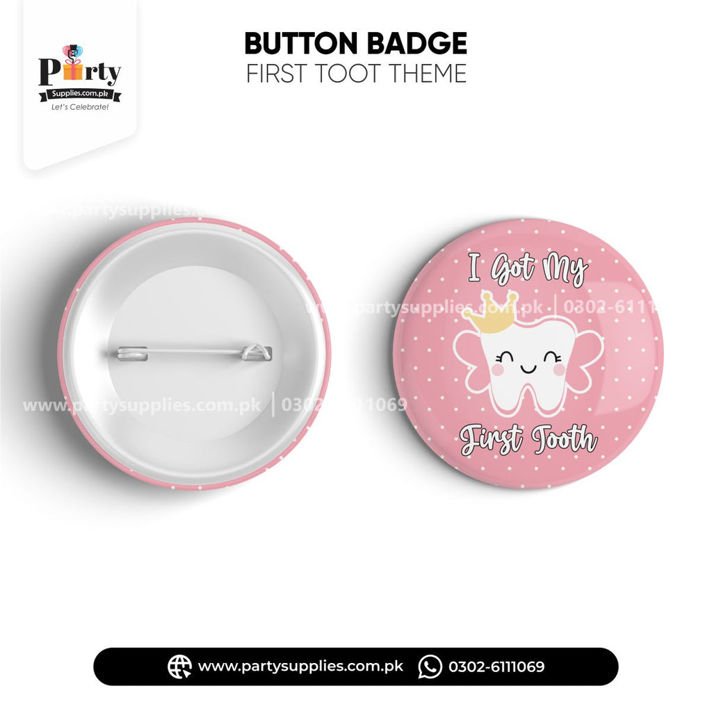 First tooth girl celebration button badge