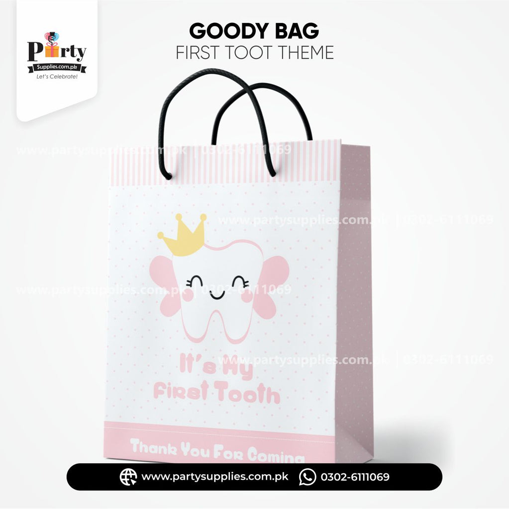 First tooth girl favor goody bags 