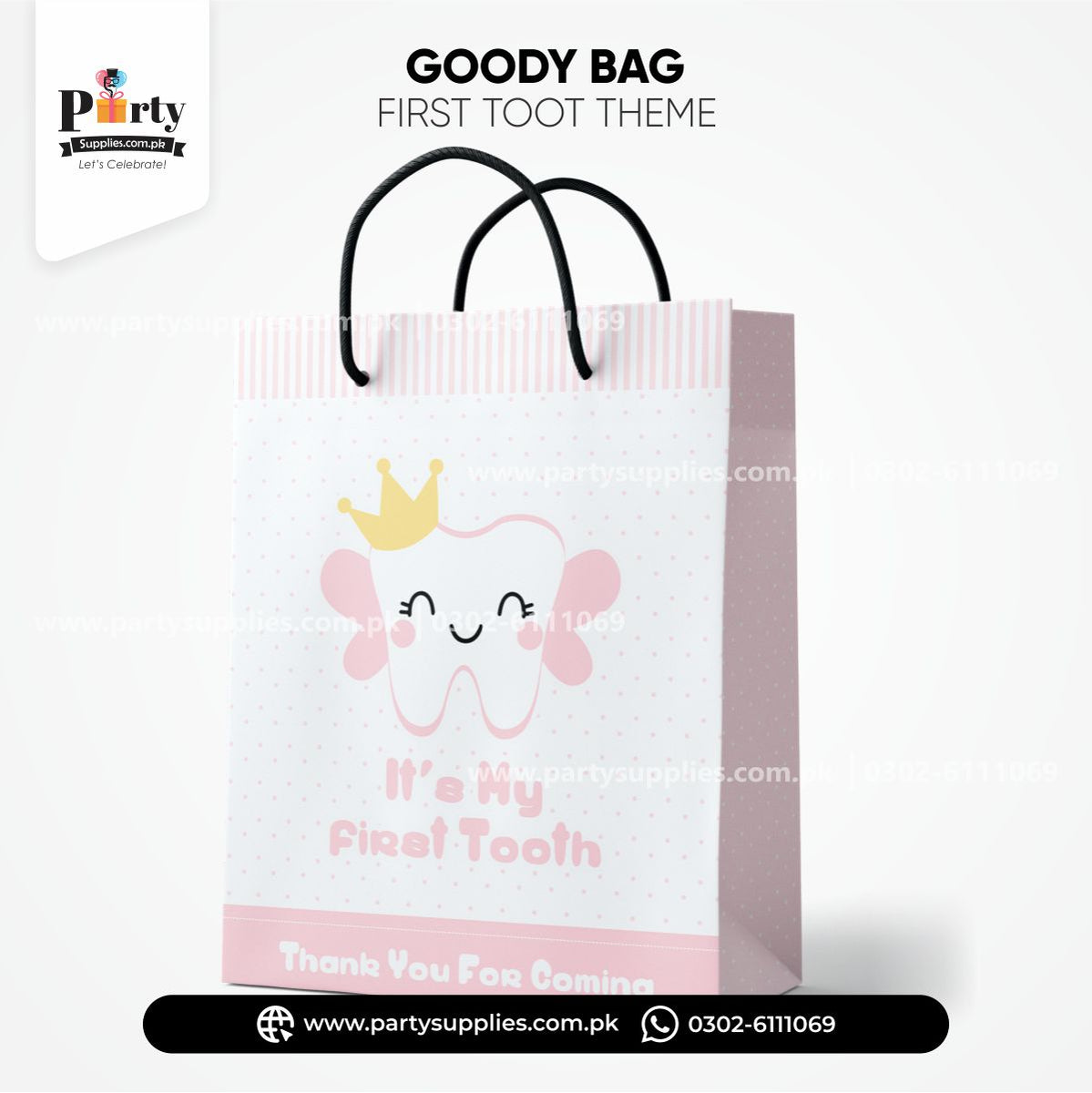 First tooth theme favor goody bags for decoration | Pack of 6 ...