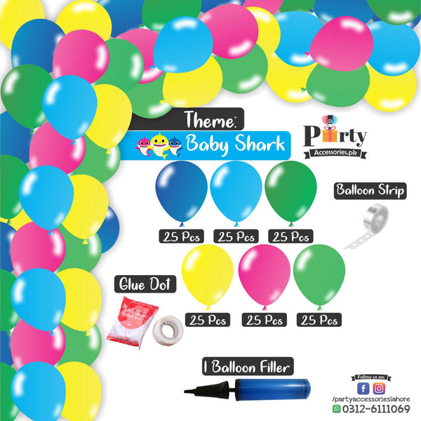 Baby Shark Theme colors | Top Quality Arch DIY garland for Boys | 150 balloons