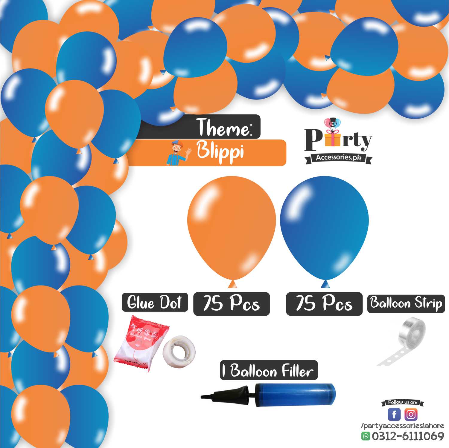 blippi theme birthday balloon arch kit for wall decoration 