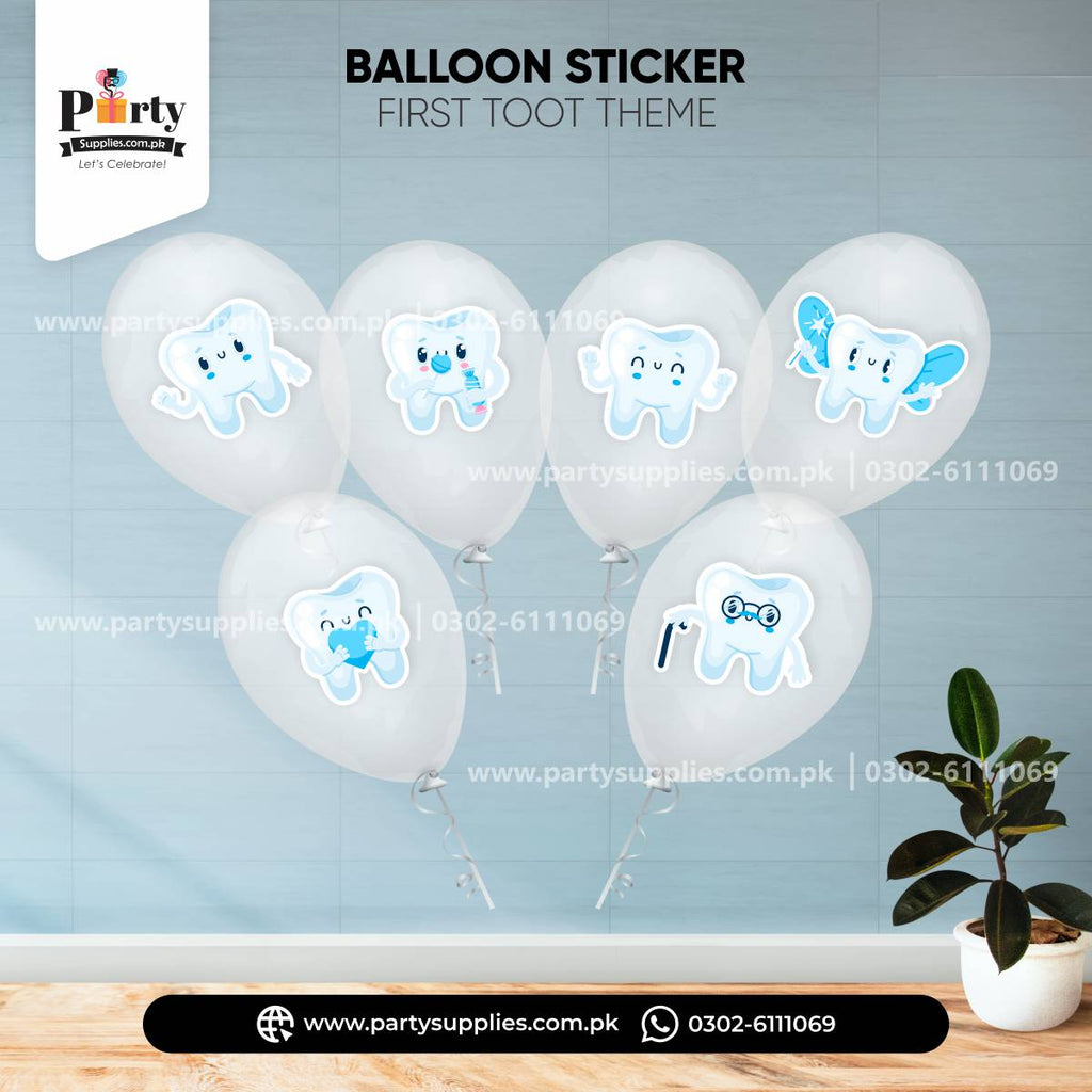 first tooth balloons stickers 