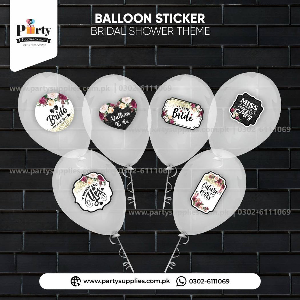 Bridal Shower Transparent Balloons with Stickers 