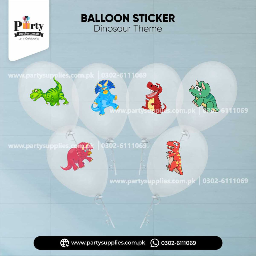 dino theme transparent balloons with stickers 