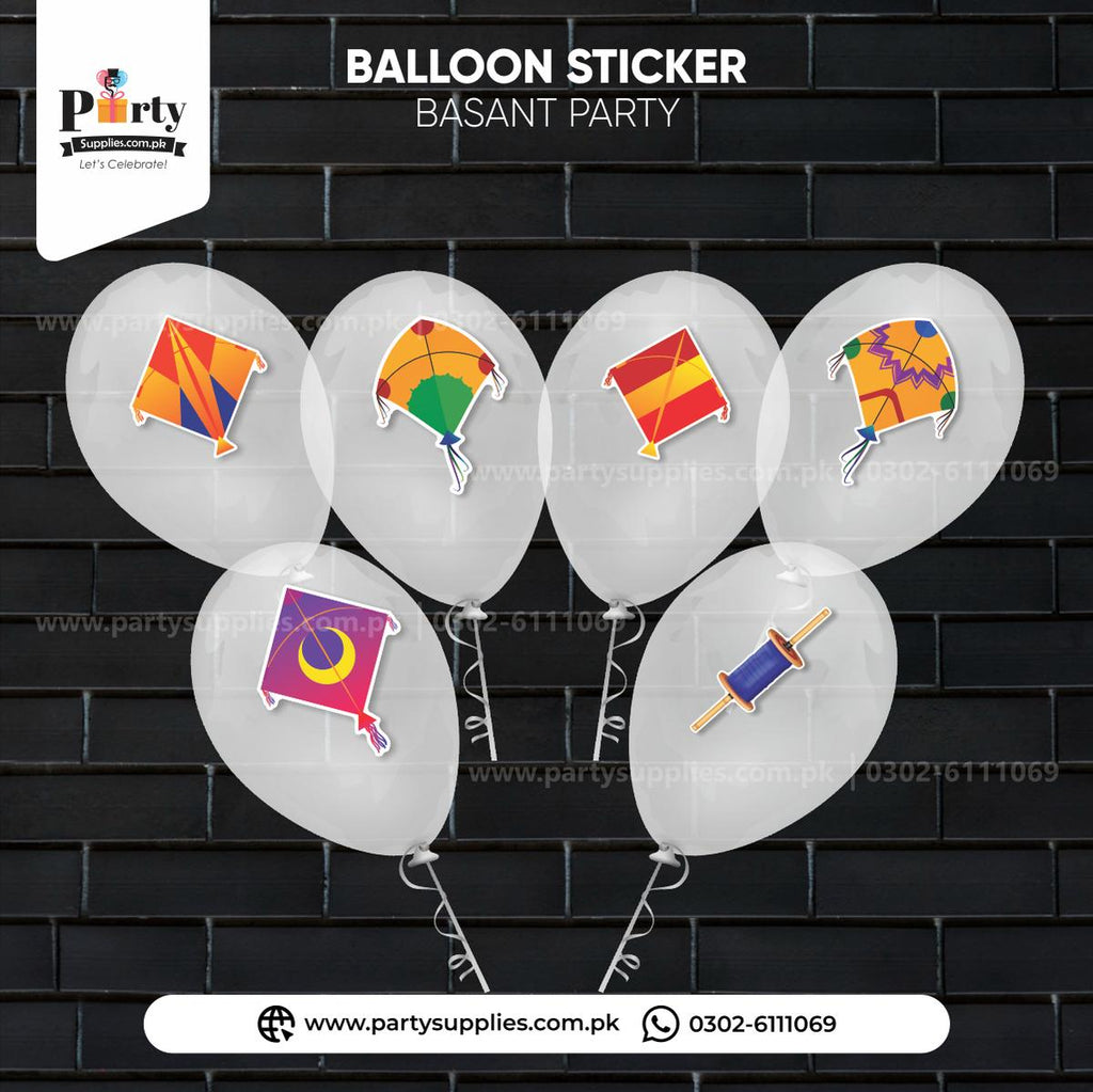 Basant Party Decoration Transparent Balloons with Stickers