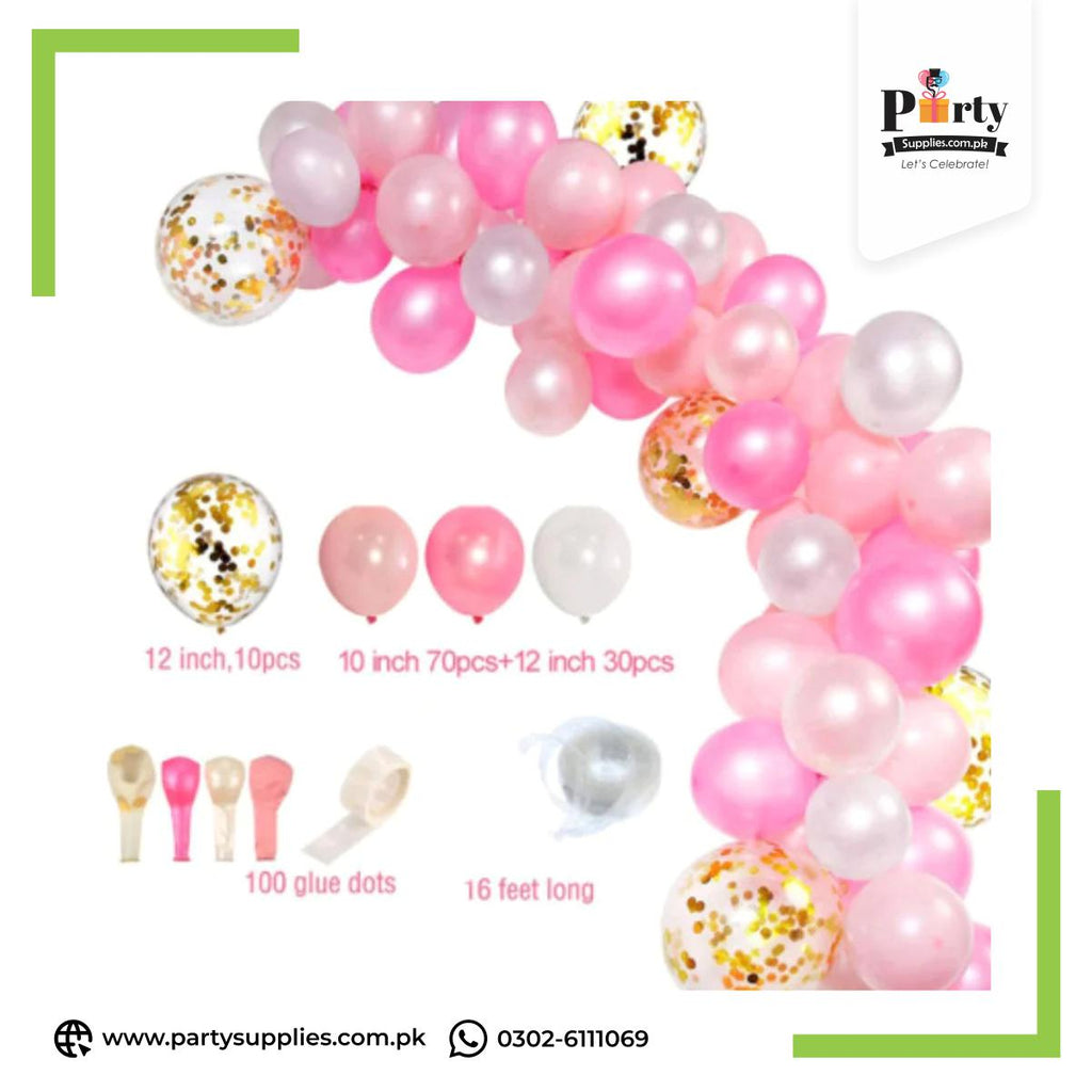 Pink Color Balloons Garland Arch Kit Set for Birthday Party Decoration 