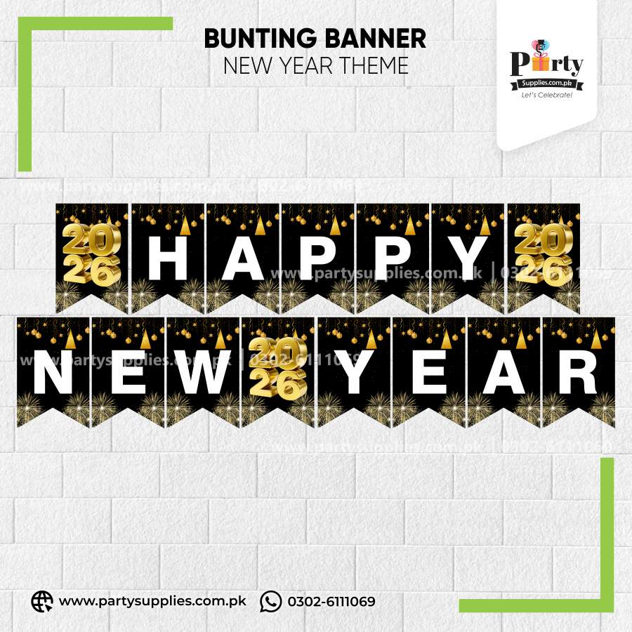 Happy New Year 2026 Bunting Banner