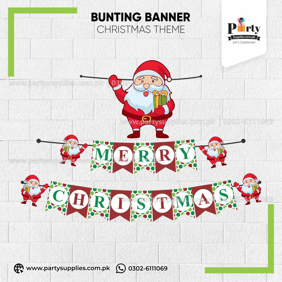 Santa Claus Christmas Party Bunting Banner for Decoration 