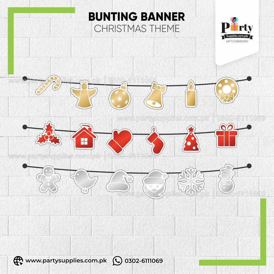 Christmas Party Cutout Bunting Banner